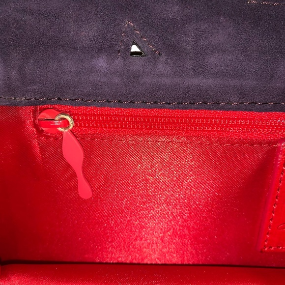 CHRISTIAN LOUBOUTIN purple suede laser cut CLUTCH - Picture 9 of 12